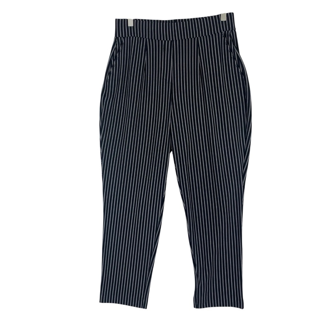 Hilary Radley Striped Ladies' Pull On Pant/Black & White size medium